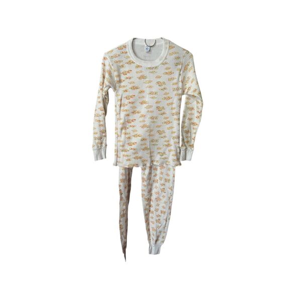 Vintage Kmart waffle knit thermal /pJ set size L runs small Butterfly print. - Picture 1 of 12